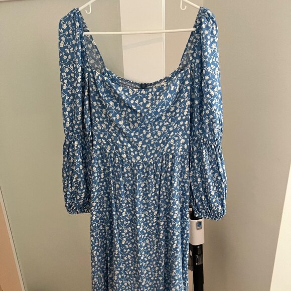 Reformation Blue and White Floral Mica Midi Dress Size 8 - Picture 3 of 5